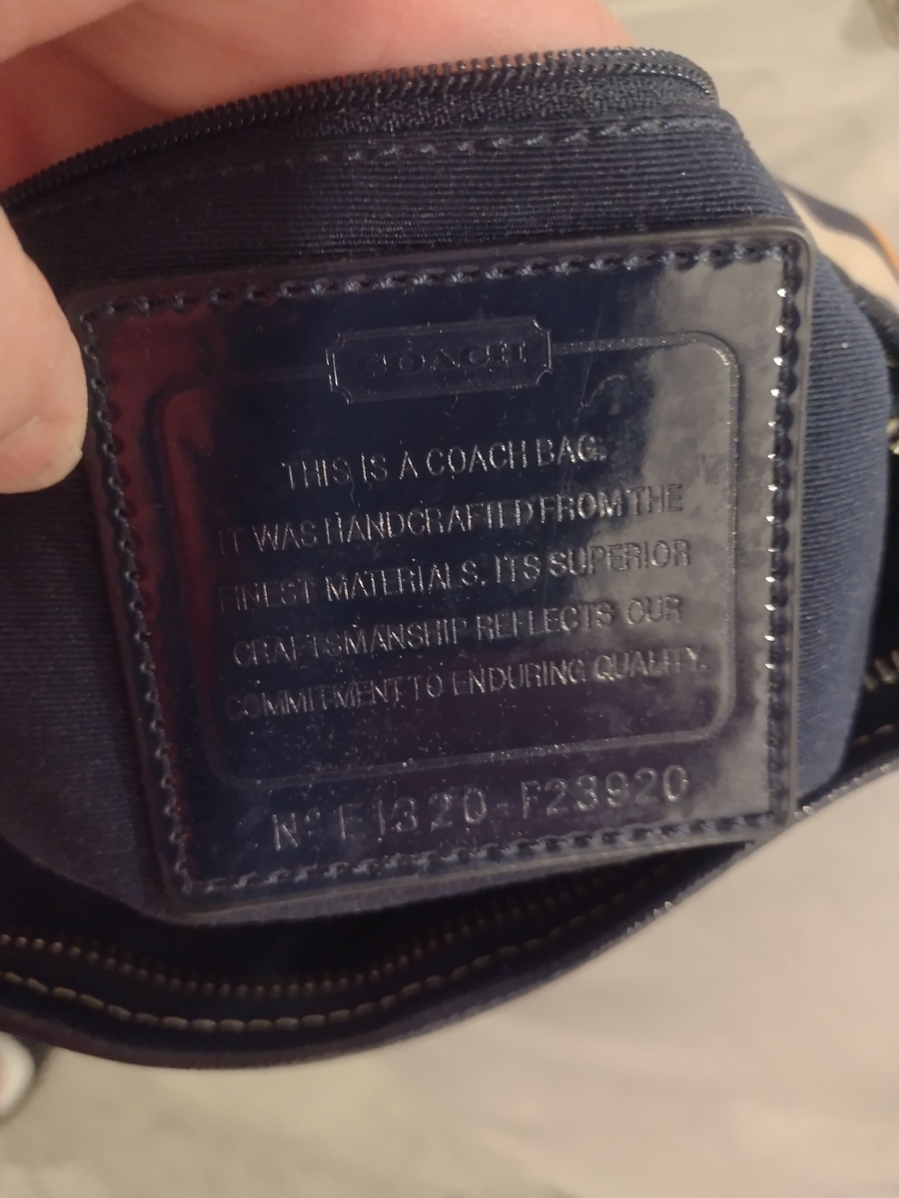 Coach Navy and Orange Signature Monogram Circle Crossbody Bag - Picture 6 of 6